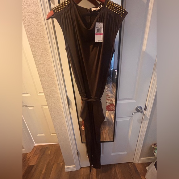 ⭐️NEW Michael Kors Dark Brown Jumpsuit with Gold Accents - Picture 2 of 6